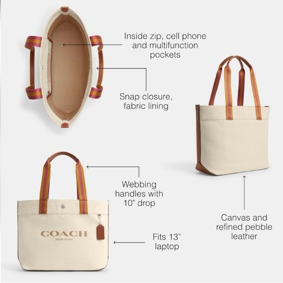 ❌SOLD❌ COACH Canvas Tote Large NWT EXCELLENT CONDITION - Picture 3 of 11
